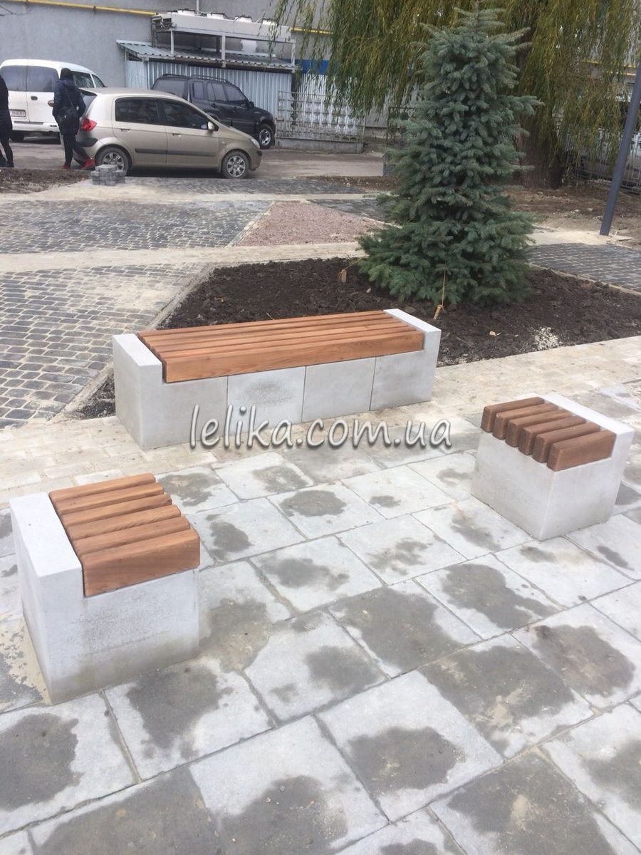 бетонні лавки, столи із бетону, комплекти
