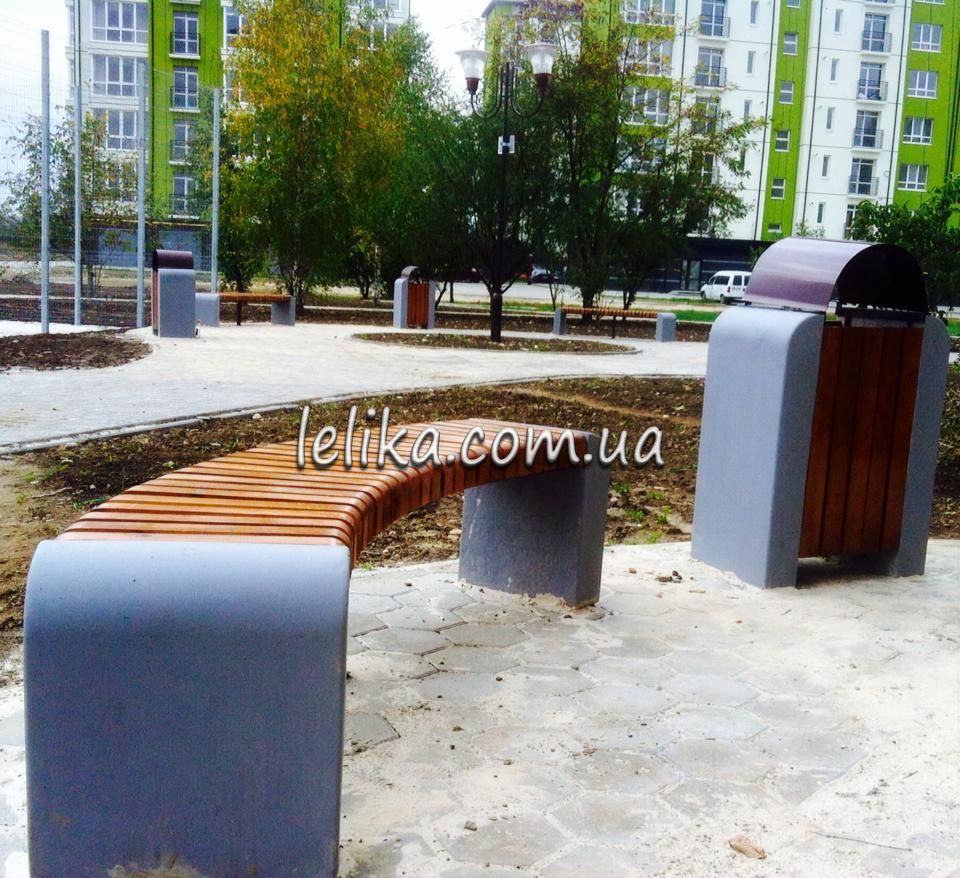 лава півкругла з бетонними ніжками